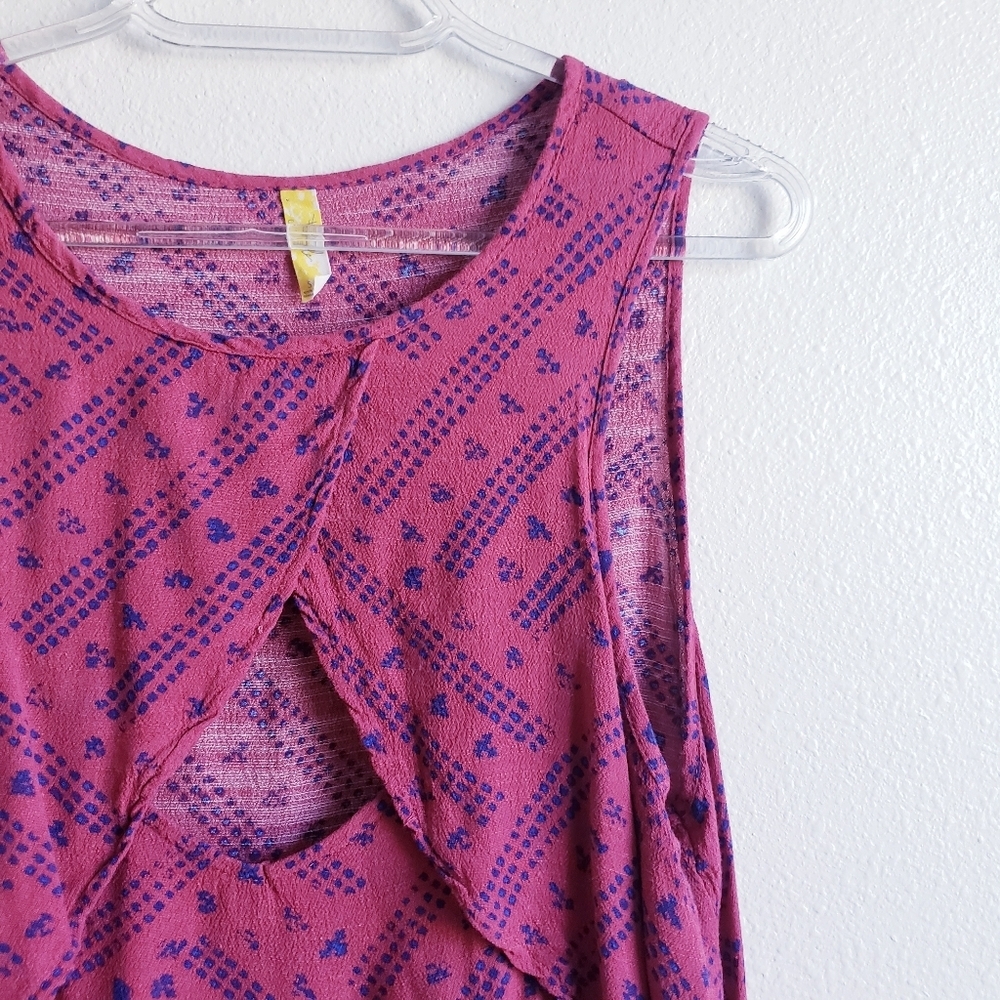 Free People Look Through Pink Fruit Punch Combo Crinkle Bohemian Top - Picture 4 of 9